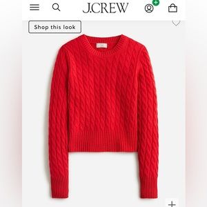 NWT J.Crew Shrunken Cashmere Cable Knit Red Sweater, Size Small